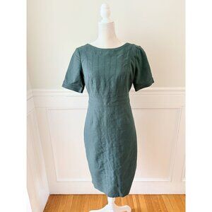 Boden Green Birdseye Sheath Dress Short Sleeve Size 8